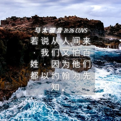 Picture 04 - 马 太 福 音 21:26 CUVS - 若 说 从 人 间 来 ， 我 们 又 怕 百 - Bible Verse Picture
