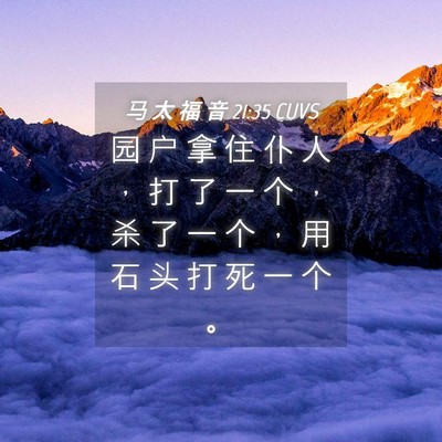 Picture 04 - 马 太 福 音 21:35 CUVS - 园 户 拿 住 仆 人 ， 打 了 一 个 ， - Bible Verse Picture