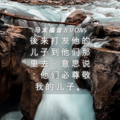 Picture 04 - 马 太 福 音 21:37 CUVS - 後 来 打 发 他 的 儿 子 到 他 们 那 - Bible Verse Picture