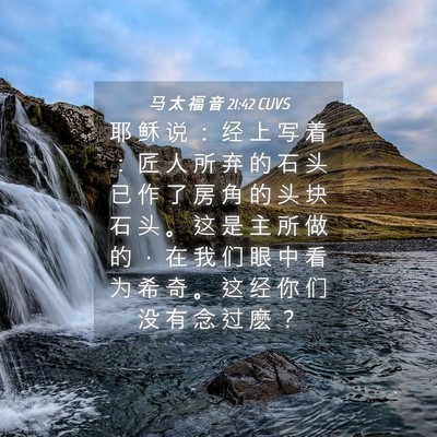 Picture 04 - 马 太 福 音 21:42 CUVS - 耶 稣 说 ： 经 上 写 着 ： 匠 人 所 - Bible Verse Picture