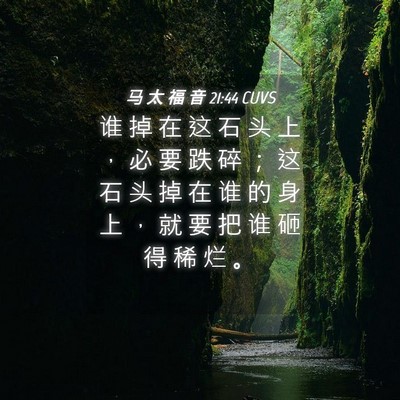 Picture 04 - 马 太 福 音 21:44 CUVS - 谁 掉 在 这 石 头 上 ， 必 要 跌 碎 - Bible Verse Picture