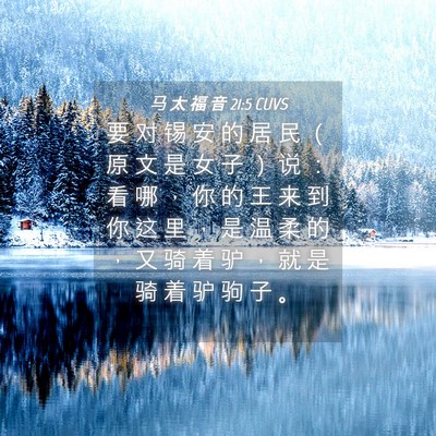 Picture 04 - 马 太 福 音 21:5 CUVS - 要 对 锡 安 的 居 民 （ 原 文 是 女 - Bible Verse Picture