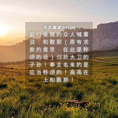 Picture 04 - 马 太 福 音 21:9 CUVS - 前 行 後 随 的 众 人 喊 着 说 ： 和 - Bible Verse Picture