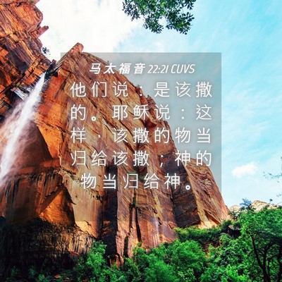 Picture 04 - 马 太 福 音 22:21 CUVS - 他 们 说 ： 是 该 撒 的 。 耶 稣 说 - Bible Verse Picture