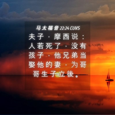 Picture 04 - 马 太 福 音 22:24 CUVS - 夫 子 ， 摩 西 说 ： 人 若 死 了 ， - Bible Verse Picture