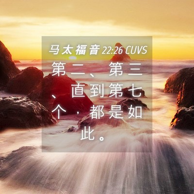 Picture 04 - 马 太 福 音 22:26 CUVS - 第 二 、 第 三 、 直 到 第 七 个 ， - Bible Verse Picture