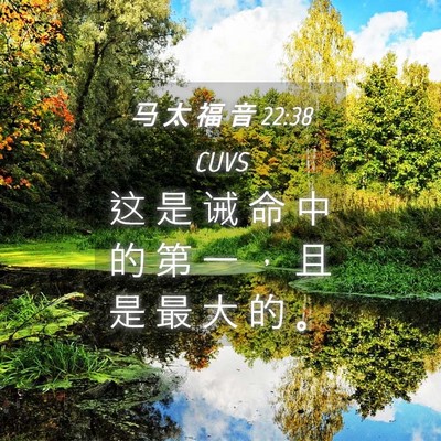 Picture 04 - 马 太 福 音 22:38 CUVS - 这 是 诫 命 中 的 第 一 ， 且 是 最 - Bible Verse Picture