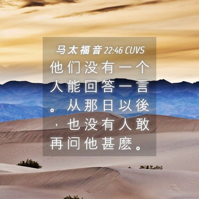 Picture 04 - 马 太 福 音 22:46 CUVS - 他 们 没 有 一 个 人 能 回 答 一 言 - Bible Verse Picture