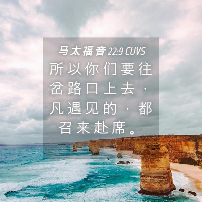 Picture 04 - 马 太 福 音 22:9 CUVS - 所 以 你 们 要 往 岔 路 口 上 去 ， - Bible Verse Picture