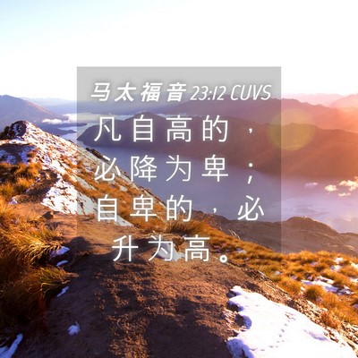 Picture 04 - 马 太 福 音 23:12 CUVS - 凡 自 高 的 ， 必 降 为 卑 ； 自 卑 - Bible Verse Picture
