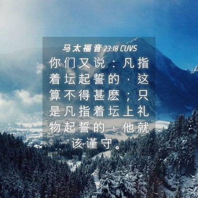 Picture 04 - 马 太 福 音 23:18 CUVS - 你 们 又 说 ： 凡 指 着 坛 起 誓 的 - Bible Verse Picture