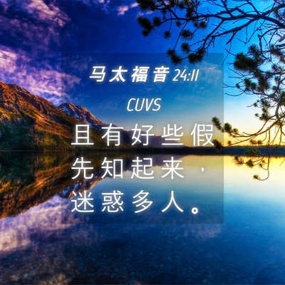 Picture 04 - 马 太 福 音 24:11 CUVS - 且 有 好 些 假 先 知 起 来 ， 迷 惑 - Bible Verse Picture