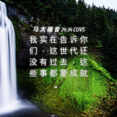 Picture 04 - 马 太 福 音 24:34 CUVS - 我 实 在 告 诉 你 们 ， 这 世 代 还 - Bible Verse Picture