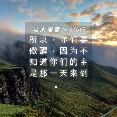 Picture 04 - 马 太 福 音 24:42 CUVS - 所 以 ， 你 们 要 儆 醒 ， 因 为 不 - Bible Verse Picture