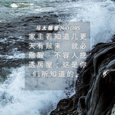 Picture 04 - 马 太 福 音 24:43 CUVS - 家 主 若 知 道 几 更 天 有 贼 来 ， - Bible Verse Picture