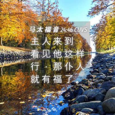 Picture 04 - 马 太 福 音 24:46 CUVS - 主 人 来 到 ， 看 见 他 这 样 行 ， - Bible Verse Picture