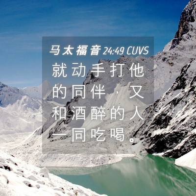 Picture 04 - 马 太 福 音 24:49 CUVS - 就 动 手 打 他 的 同 伴 ， 又 和 酒 - Bible Verse Picture