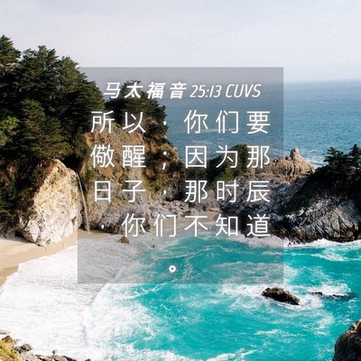 Picture 04 - 马 太 福 音 25:13 CUVS - 所 以 ， 你 们 要 儆 醒 ； 因 为 那 - Bible Verse Picture