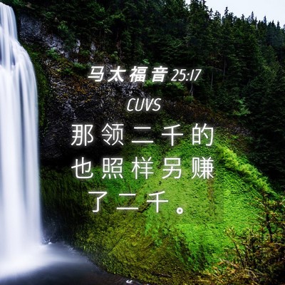 Picture 04 - 马 太 福 音 25:17 CUVS - 那 领 二 千 的 也 照 样 另 赚 了 二 - Bible Verse Picture