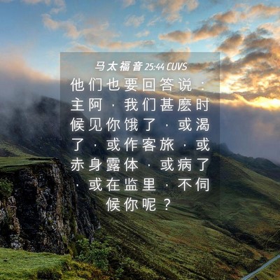 Picture 04 - 马 太 福 音 25:44 CUVS - 他 们 也 要 回 答 说 ： 主 阿 ， 我 - Bible Verse Picture