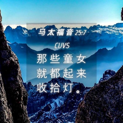 Picture 04 - 马 太 福 音 25:7 CUVS - 那 些 童 女 就 都 起 来 收 拾 灯 - Bible Verse Picture