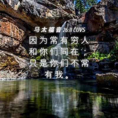 Picture 04 - 马 太 福 音 26:11 CUVS - 因 为 常 有 穷 人 和 你 们 同 在 ； - Bible Verse Picture