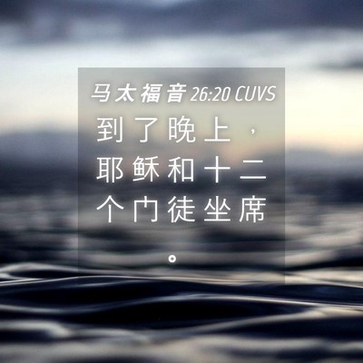 Picture 04 - 马 太 福 音 26:20 CUVS - 到 了 晚 上 ， 耶 稣 和 十 二 个 门 - Bible Verse Picture