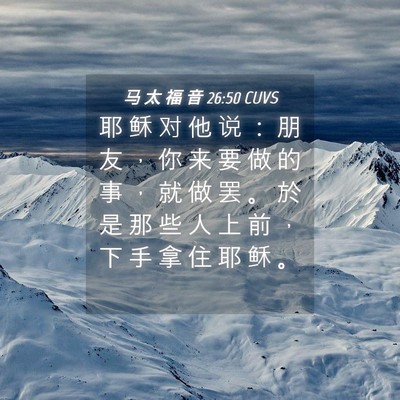 Picture 04 - 马 太 福 音 26:50 CUVS - 耶 稣 对 他 说 ： 朋 友 ， 你 来 要 - Bible Verse Picture