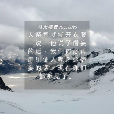 Picture 04 - 马 太 福 音 26:65 CUVS - 大 祭 司 就 撕 开 衣 服 ， 说 ： 他 - Bible Verse Picture