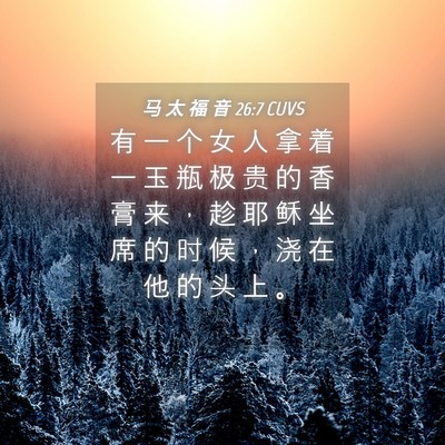 Picture 04 - 马 太 福 音 26:7 CUVS - 有 一 个 女 人 拿 着 一 玉 瓶 极 贵 - Bible Verse Picture