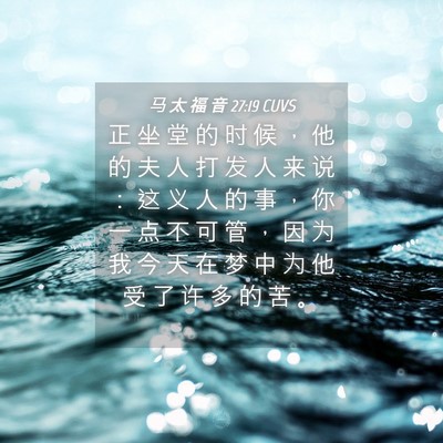 Picture 04 - 马 太 福 音 27:19 CUVS - 正 坐 堂 的 时 候 ， 他 的 夫 人 打 - Bible Verse Picture