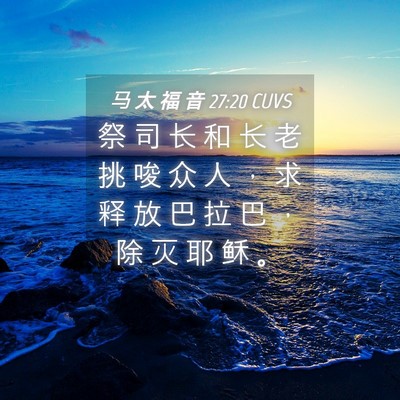Picture 04 - 马 太 福 音 27:20 CUVS - 祭 司 长 和 长 老 挑 唆 众 人 ， 求 - Bible Verse Picture