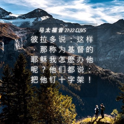 Picture 04 - 马 太 福 音 27:22 CUVS - 彼 拉 多 说 ： 这 样 ， 那 称 为 基 - Bible Verse Picture