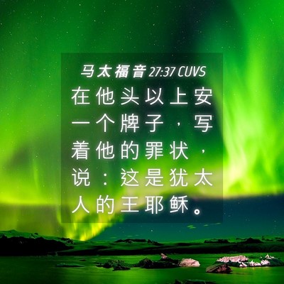 Picture 04 - 马 太 福 音 27:37 CUVS - 在 他 头 以 上 安 一 个 牌 子 ， 写 - Bible Verse Picture