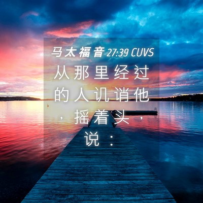 Picture 04 - 马 太 福 音 27:39 CUVS - 从 那 里 经 过 的 人 讥 诮 他 ， 摇 - Bible Verse Picture