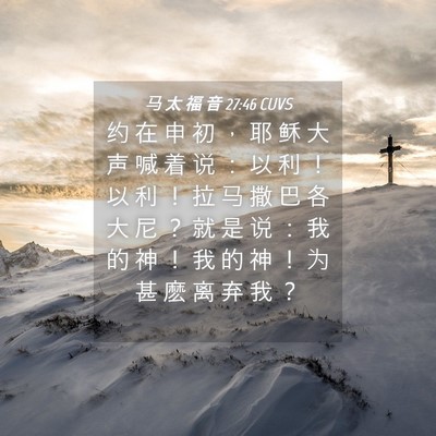 Picture 04 - 马 太 福 音 27:46 CUVS - 约 在 申 初 ， 耶 稣 大 声 喊 着 说 - Bible Verse Picture