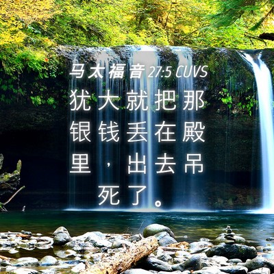 Picture 04 - 马 太 福 音 27:5 CUVS - 犹 大 就 把 那 银 钱 丢 在 殿 里 ， - Bible Verse Picture