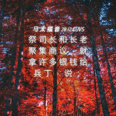 Picture 04 - 马 太 福 音 28:12 CUVS - 祭 司 长 和 长 老 聚 集 商 议 ， 就 - Bible Verse Picture
