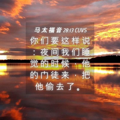 Picture 04 - 马 太 福 音 28:13 CUVS - 你 们 要 这 样 说 ： 夜 间 我 们 睡 - Bible Verse Picture
