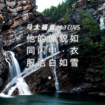 Picture 04 - 马 太 福 音 28:3 CUVS - 他 的 像 貌 如 同 闪 电 ， 衣 服 洁 - Bible Verse Picture