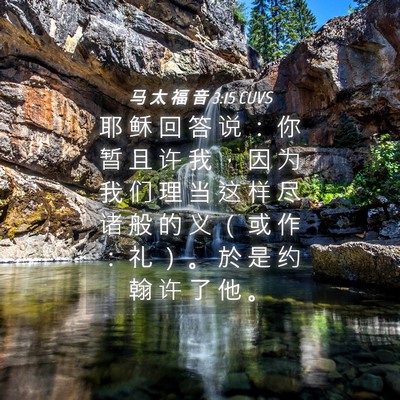 Picture 04 - 马 太 福 音 3:15 CUVS - 耶 稣 回 答 说 ： 你 暂 且 许 我 ， - Bible Verse Picture