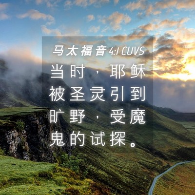 Picture 04 - 马 太 福 音 4:1 CUVS - 当 时 ， 耶 稣 被 圣 灵 引 到 旷 野 - Bible Verse Picture