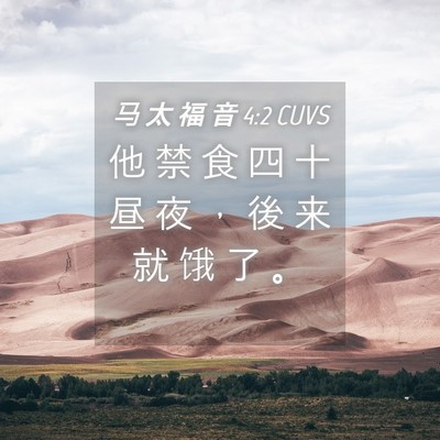 Picture 04 - 马 太 福 音 4:2 CUVS - 他 禁 食 四 十 昼 夜 ， 後 来 就 饿 - Bible Verse Picture