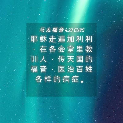 Picture 04 - 马 太 福 音 4:23 CUVS - 耶 稣 走 遍 加 利 利 ， 在 各 会 堂 - Bible Verse Picture