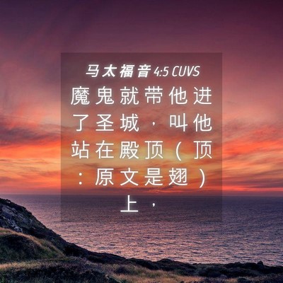 Picture 04 - 马 太 福 音 4:5 CUVS - 魔 鬼 就 带 他 进 了 圣 城 ， 叫 他 - Bible Verse Picture