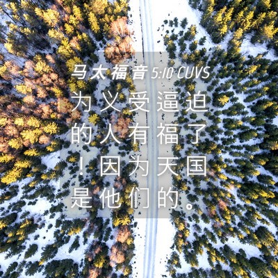 Picture 04 - 马 太 福 音 5:10 CUVS - 为 义 受 逼 迫 的 人 有 福 了 ！ 因 - Bible Verse Picture