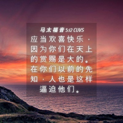 Picture 04 - 马 太 福 音 5:12 CUVS - 应 当 欢 喜 快 乐 ， 因 为 你 们 在 - Bible Verse Picture