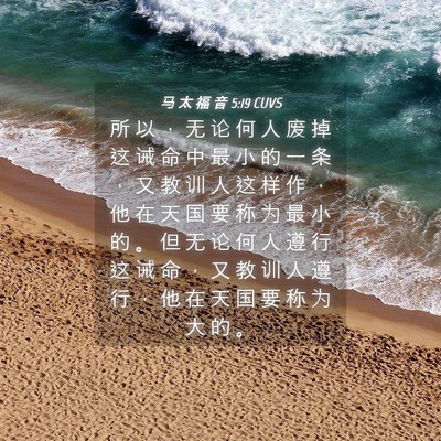 Picture 04 - 马 太 福 音 5:19 CUVS - 所 以 ， 无 论 何 人 废 掉 这 诫 命 - Bible Verse Picture