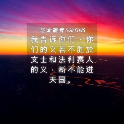 Picture 04 - 马 太 福 音 5:20 CUVS - 我 告 诉 你 们 ， 你 们 的 义 若 不 - Bible Verse Picture