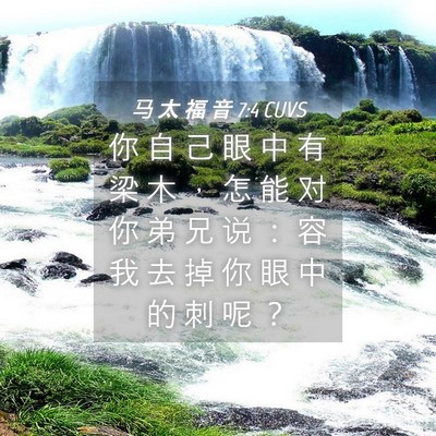 Picture 04 - 马 太 福 音 7:4 CUVS - 你 自 己 眼 中 有 梁 木 ， 怎 能 对 - Bible Verse Picture